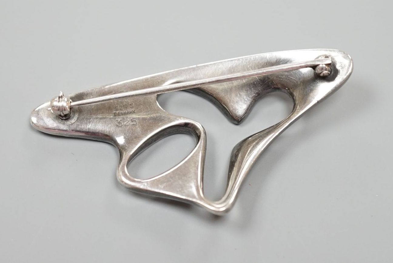 A Georg Jensen sterling amoeba brooch, no. 325, 54mm.